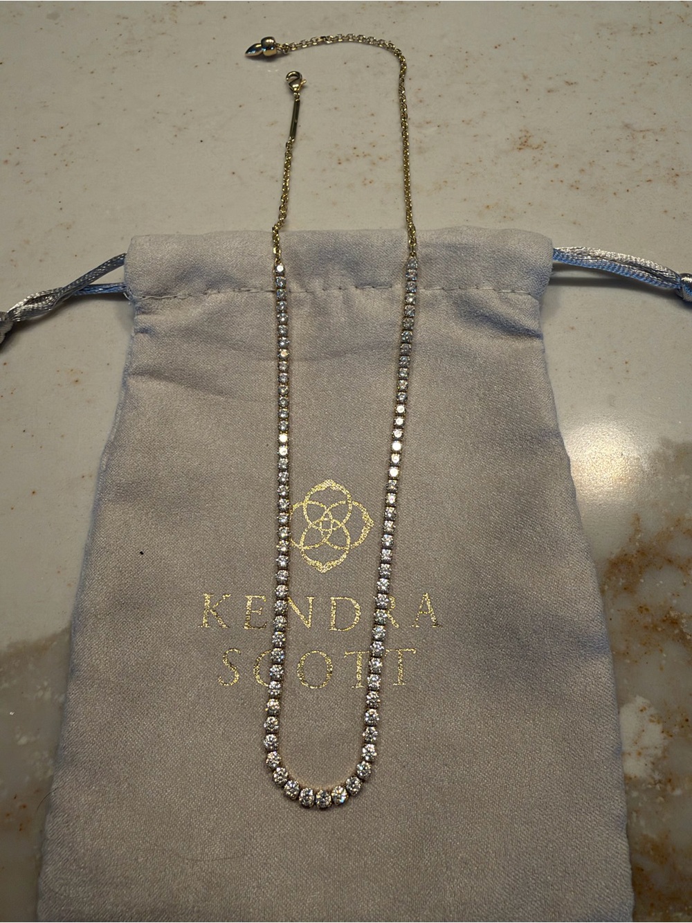 Kendra Scott Gold and Clear Crystal Tennis Necklace
